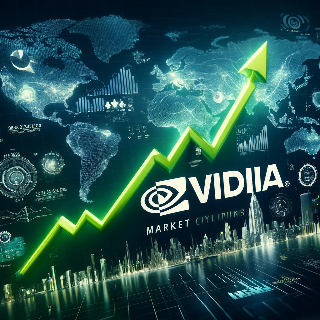 DALL·E 2024-06-07 20.13.09 - An image showing NVIDIA's market value growth surpassing the DAX index. Include elements such as a stock market graph illustrating a steep upward tren